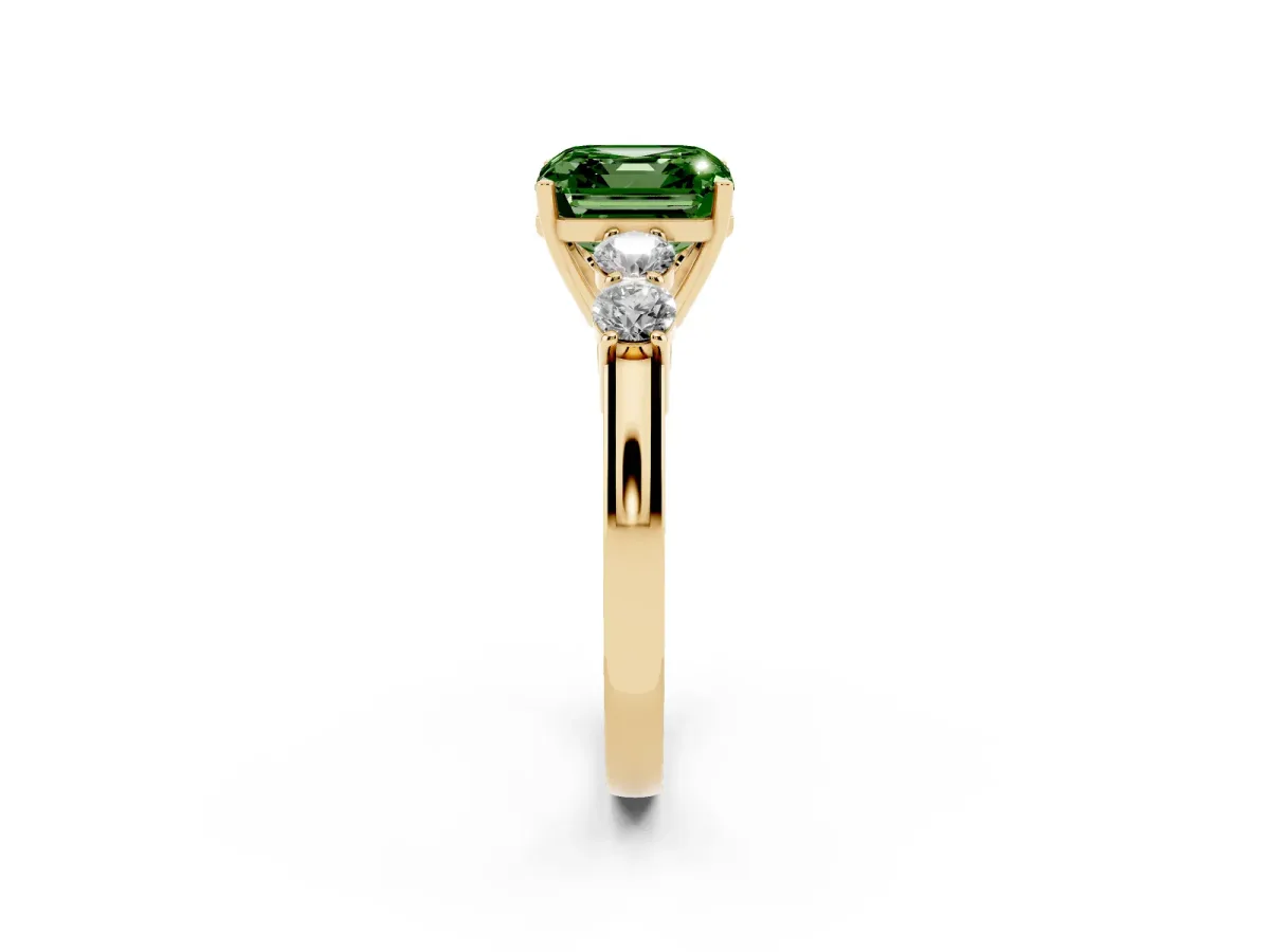 Fancy Green Asscher Cut Cut Diamond Five-Stone Prong Set White Gold Ring Yellow gold