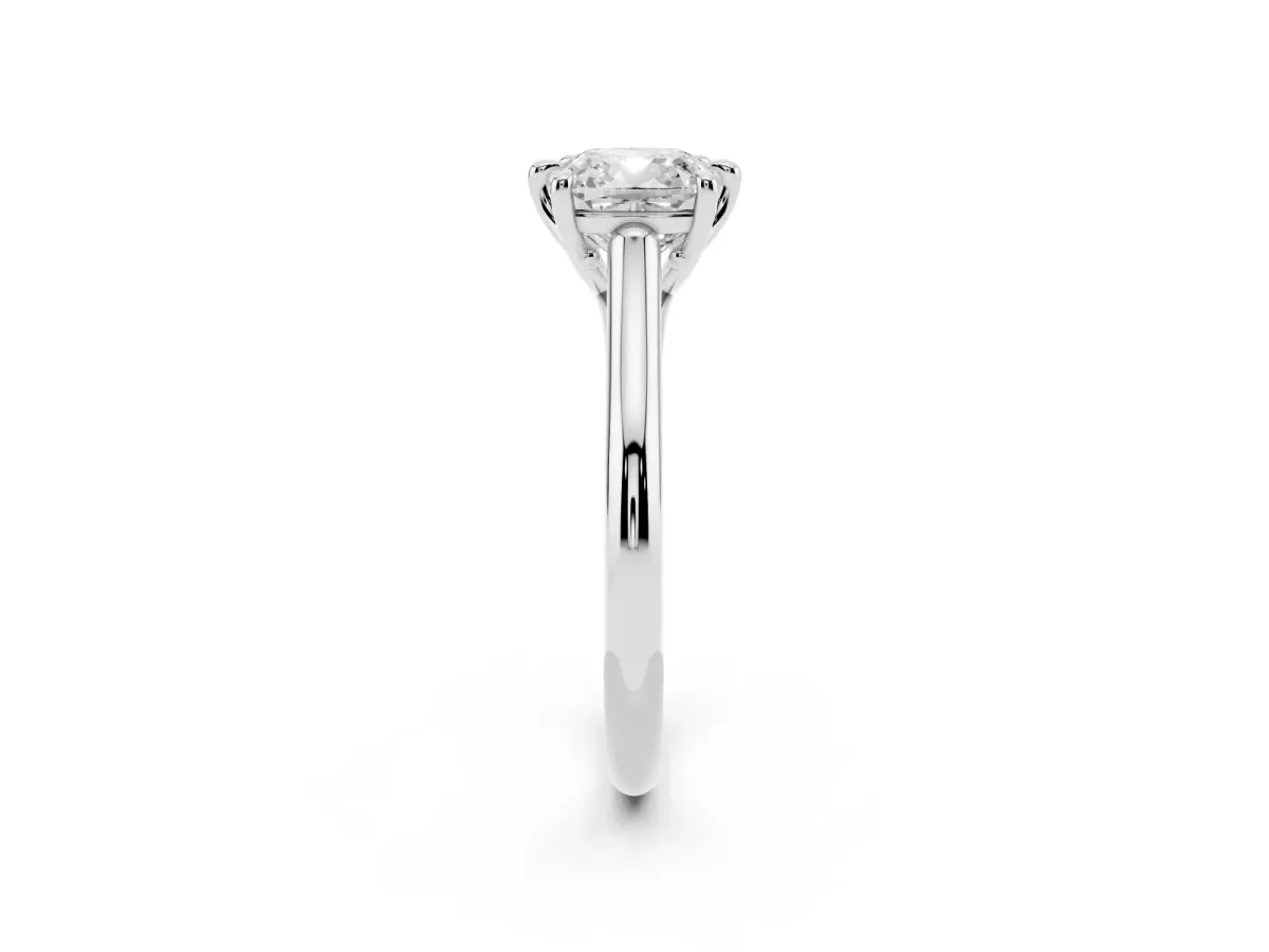 Cushion Cut Solitaire Engagement Ring with Six-Prong Setting and Classic Band Silver