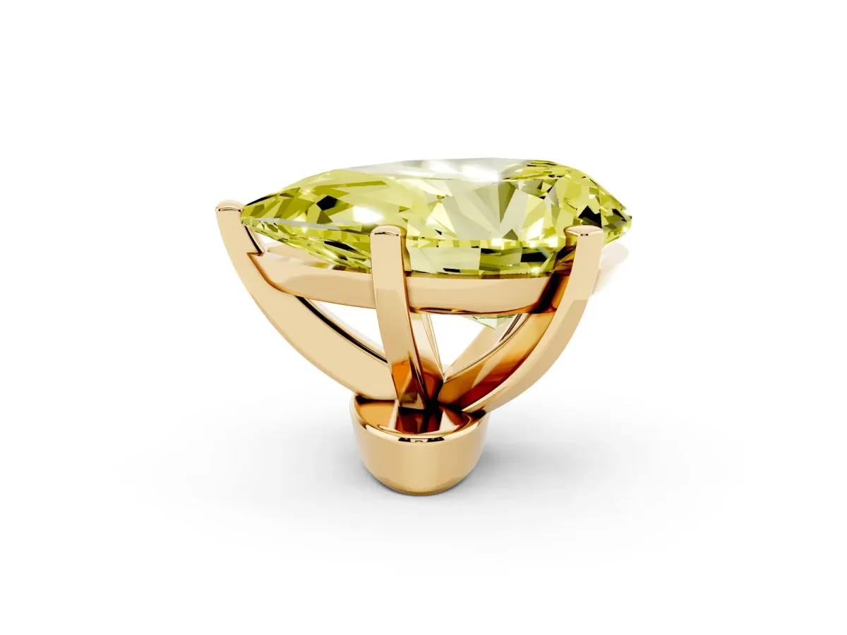 Fancy Yellow Pear Cut Diamond Solitaire Ring with Prong Setting and Classic Band Yellow gold
