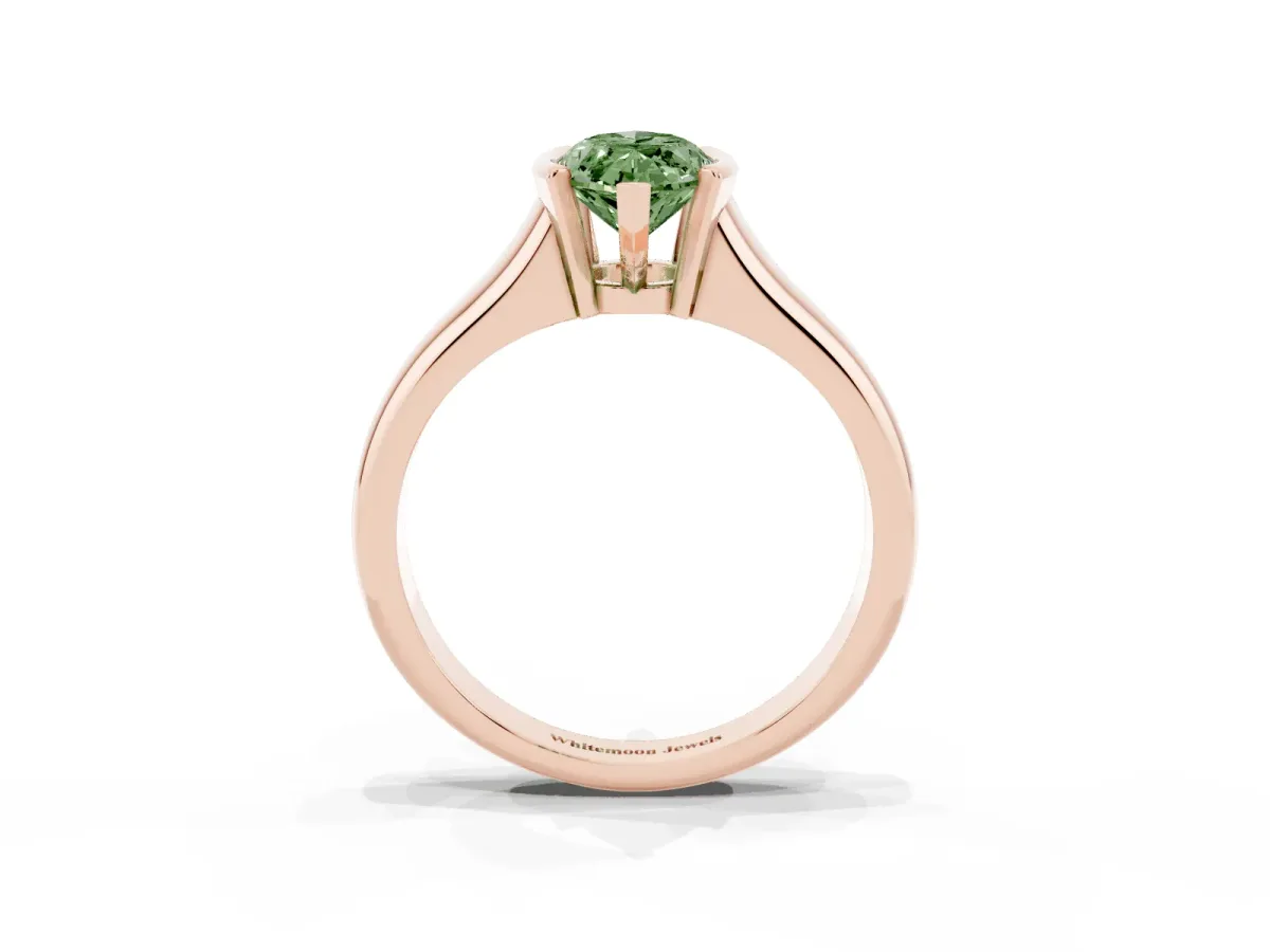 Fancy Green Marquise Cut Solitaire Tension Set Diamond Ring with Split Shank Band Rose gold