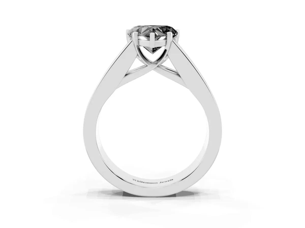 Fancy Black Heart Cut Cut Channel Set Solitaire Ring with Four-Prong Setting Silver