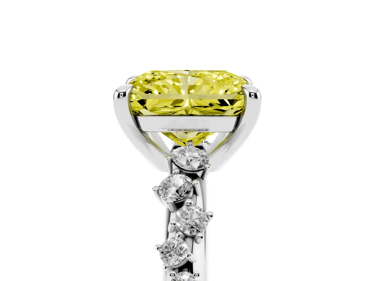 Fancy Yellow Radiant Cut Cut Diamond Vine Band with Four-Prong Setting Silver