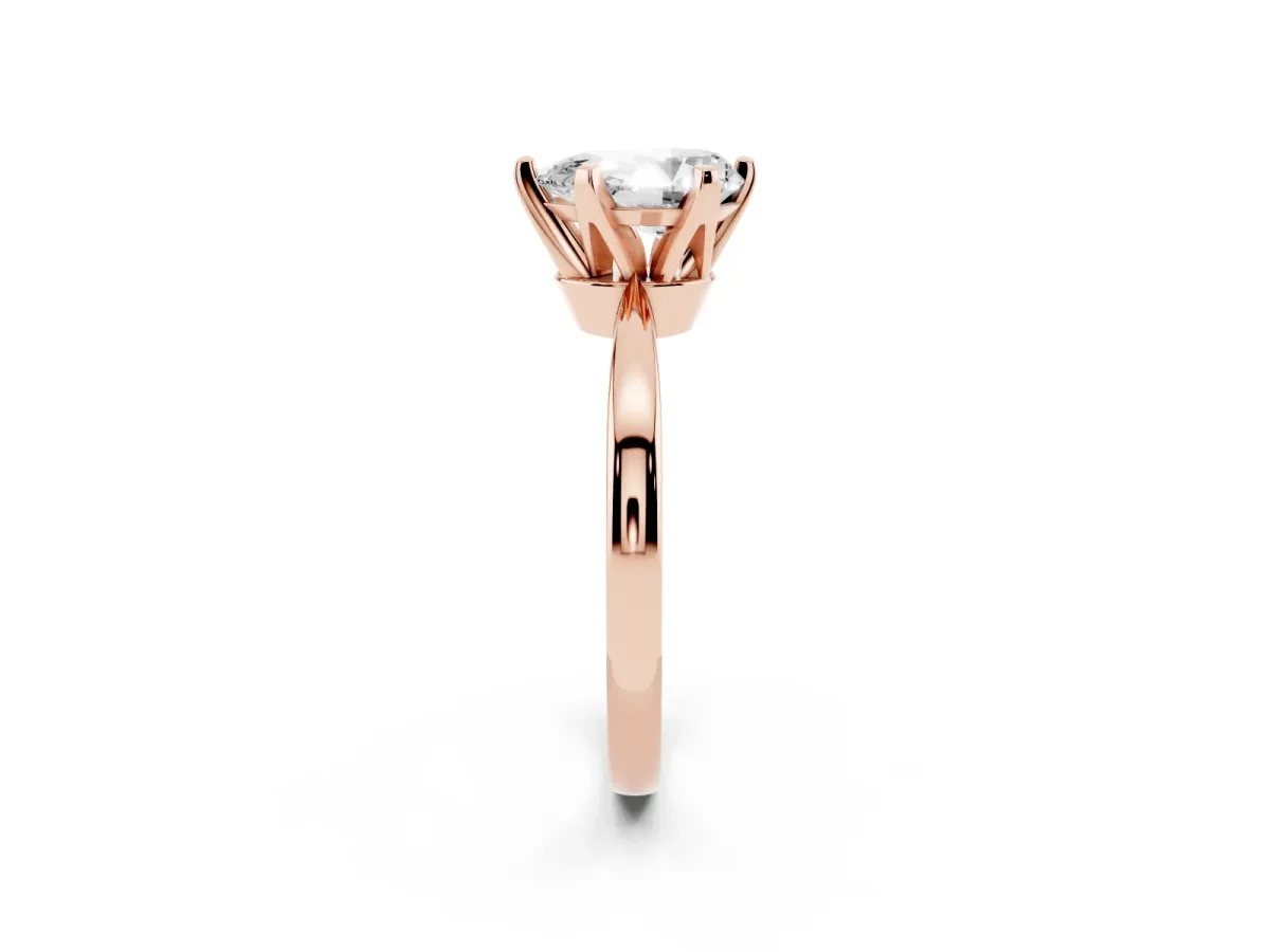 Pear Cut Solitaire Engagement Ring with Six-Prong Setting and Tapered Band Rose gold