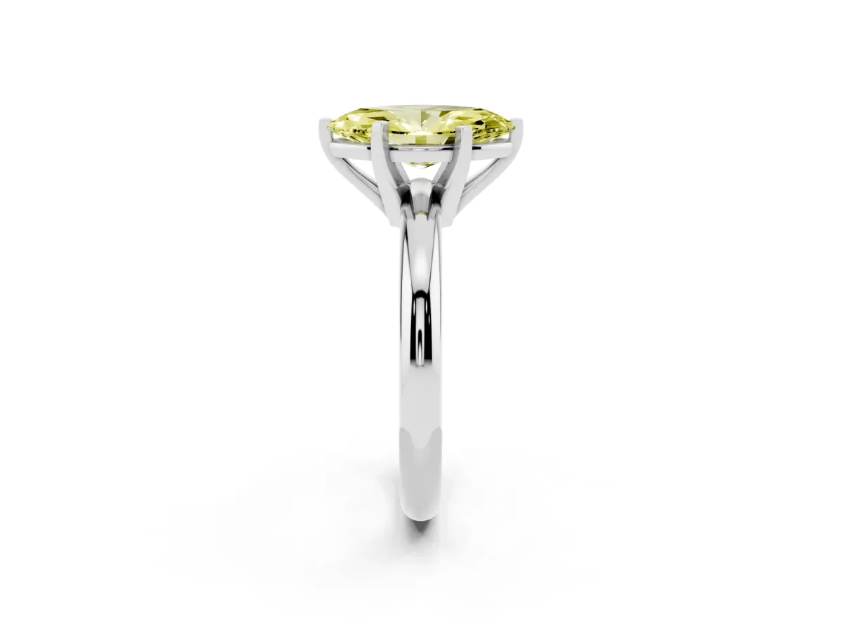 Fancy Yellow Marquise Cut Diamond Solitaire Engagement Ring with Round Band and Four-Prong Setting Platinum