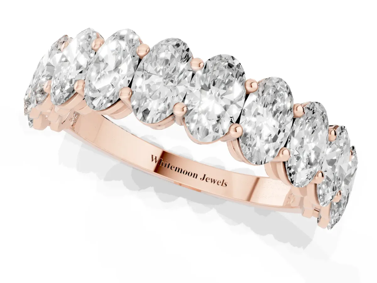 Oval Diamond Prong-Set Eternity Band Rose gold