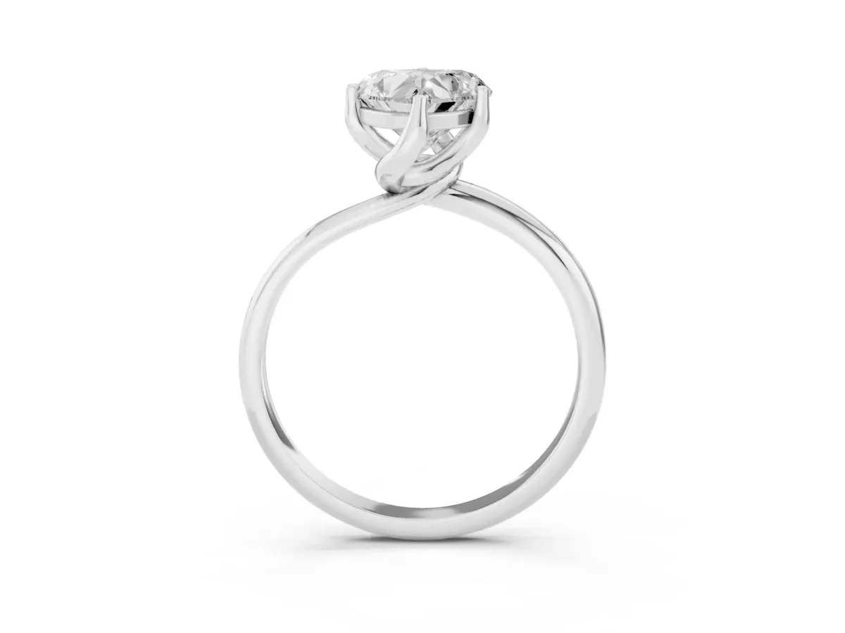 Heart Cut Diamond Solitaire Engagement Ring with Four-Prong Setting and Classic Band Platinum