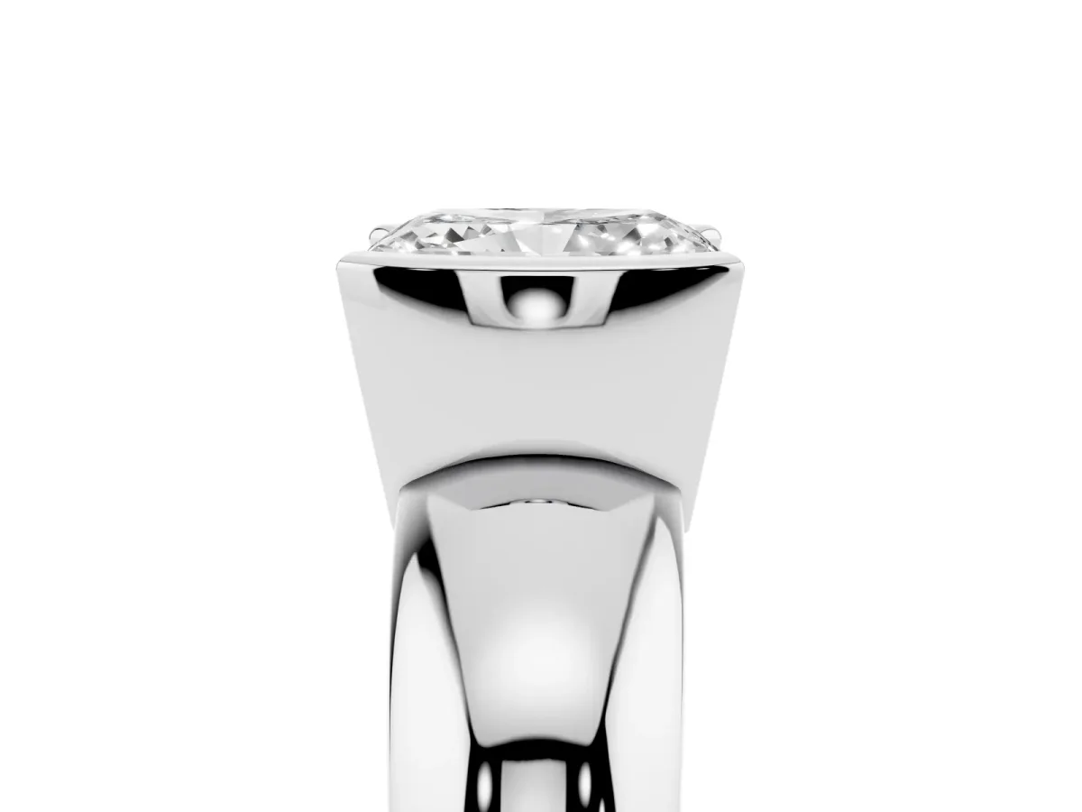 Radiant Cut Solitaire Tension Set Diamond Ring with Wide Band Platinum