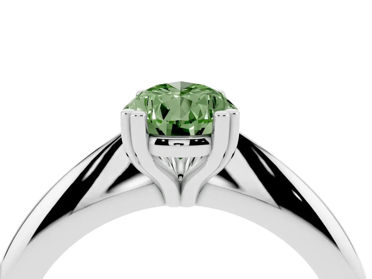 Fancy Green Pear Cut Cut Solitaire Engagement Ring with Tapered Band and Four-Prong Setting Platinum