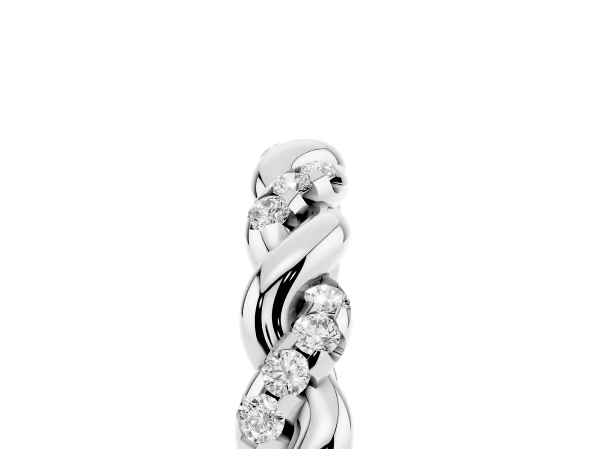Twisted Pavé Round Diamond Eternity Band Platinum