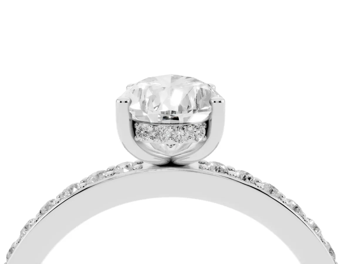 Pear Cut Cut Diamond Pavé Band Ring with Four-Prong Setting Silver