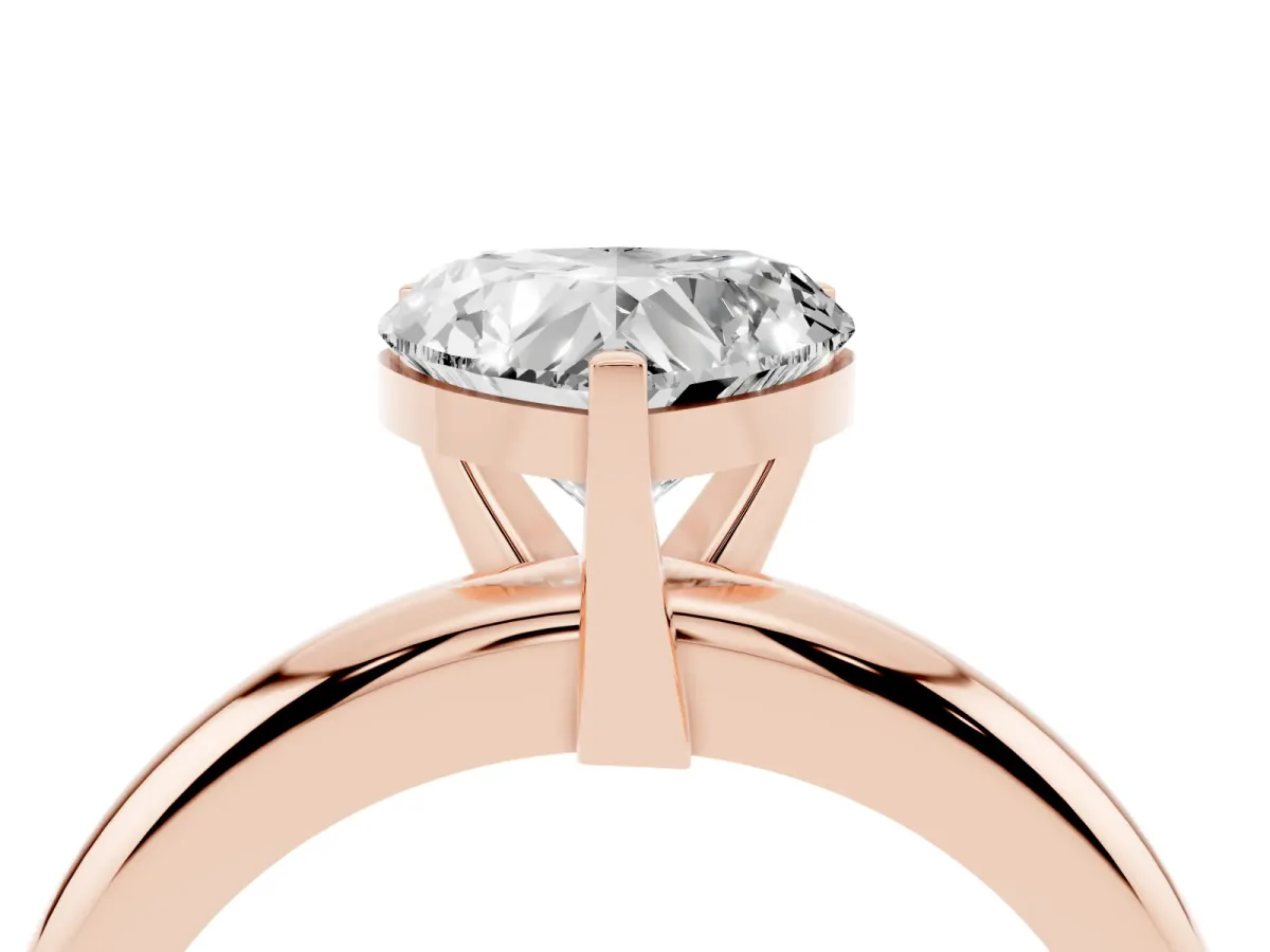 Heart Cut Diamond Solitaire Engagement Ring with Round Band and Four-Prong Setting Rose gold