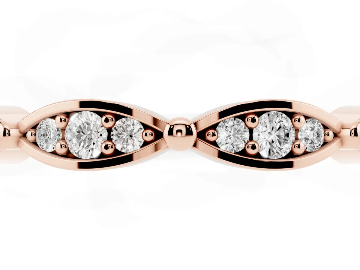Marquise Diamond Pavé Eternity Band with Bezel Setting Rose gold
