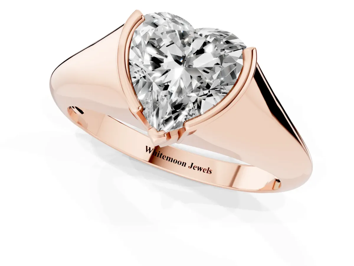 Heart Cut Solitaire Tension Set Diamond Ring Rose gold