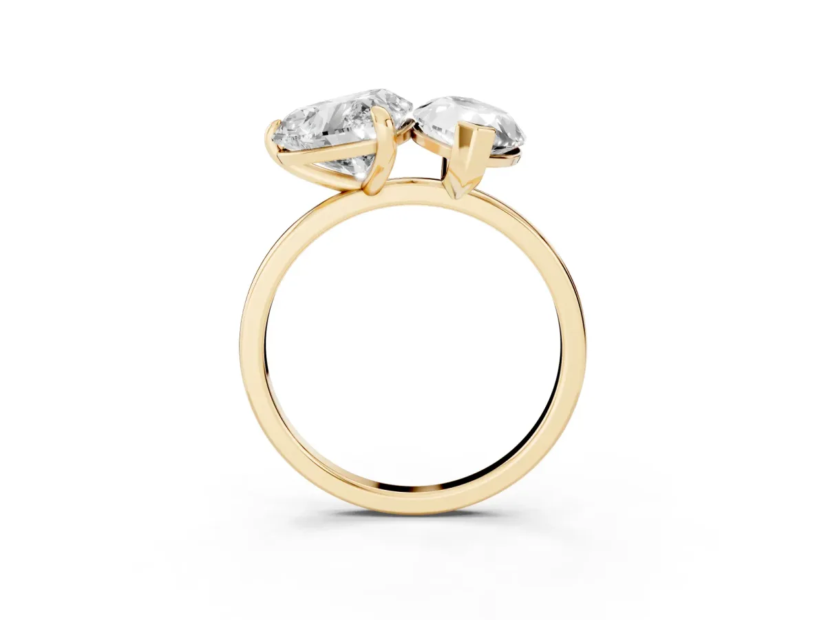 Heart and Marquise Toi Moi Ring with Prong Setting and Micro Pave Band Yellow gold