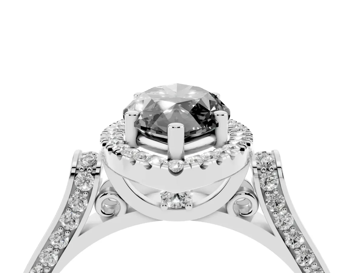Fancy Black Marquise Cut Halo Round Diamond Twist Band with Four-Prong Setting White gold