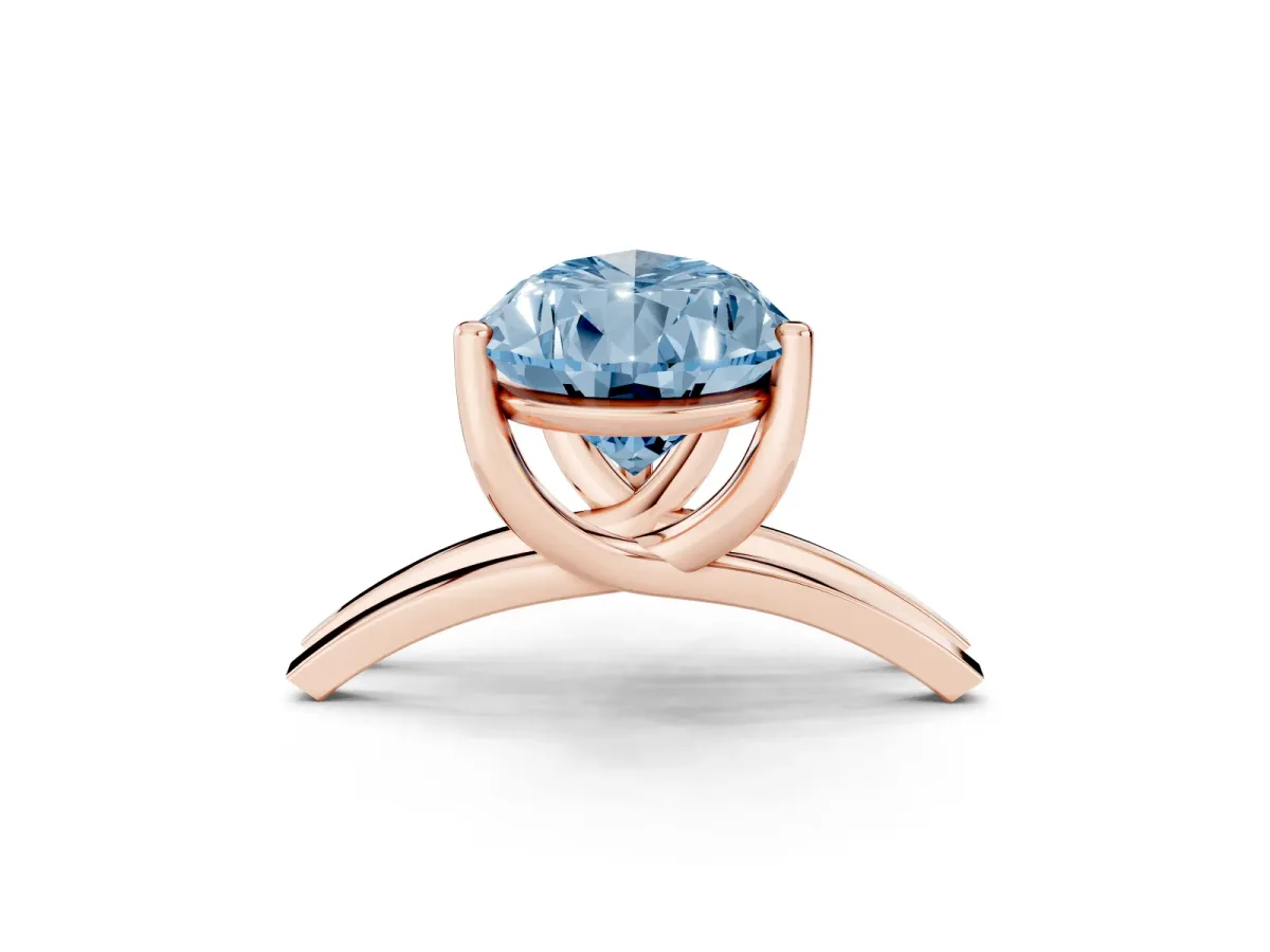 Fancy Blue Pear Cut Cut Diamond Solitaire Engagement Ring with Tapered Plain Band and Four-Prong Setting Rose gold