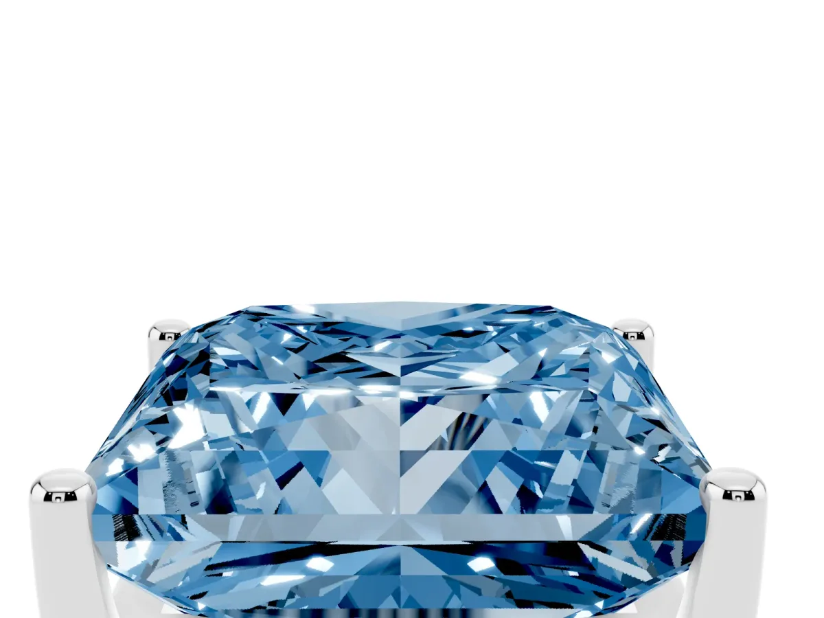 Fancy Blue Princess Cut Cut Diamond Solitaire Engagement Ring with Tapered Plain Band and Four-Prong Setting White gold