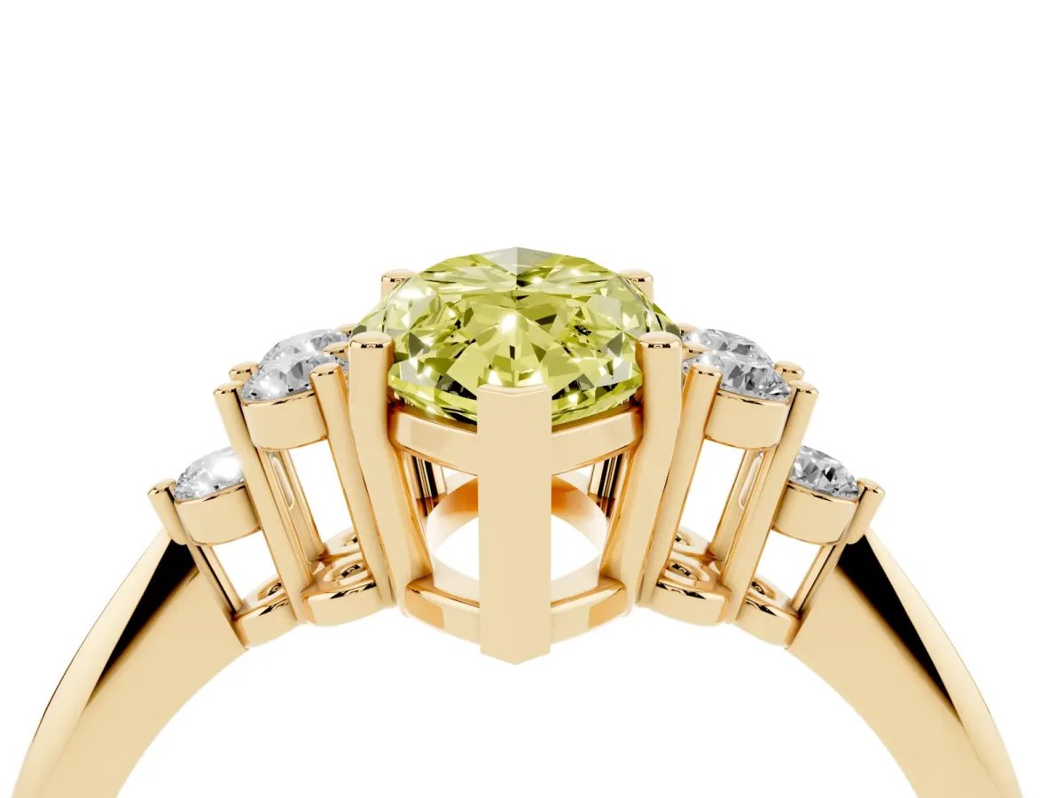 Fancy Yellow Marquise Cut Cut Diamond Cluster Ring with Solitaire Band and Four-Prong Setting Yellow gold