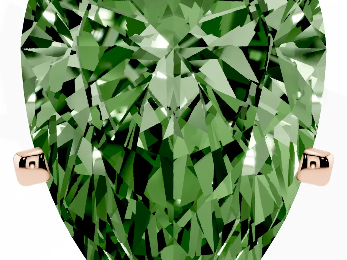 Fancy Green Pear Cut Diamond Solitaire Ring with Prong Setting and Classic Band Rose gold