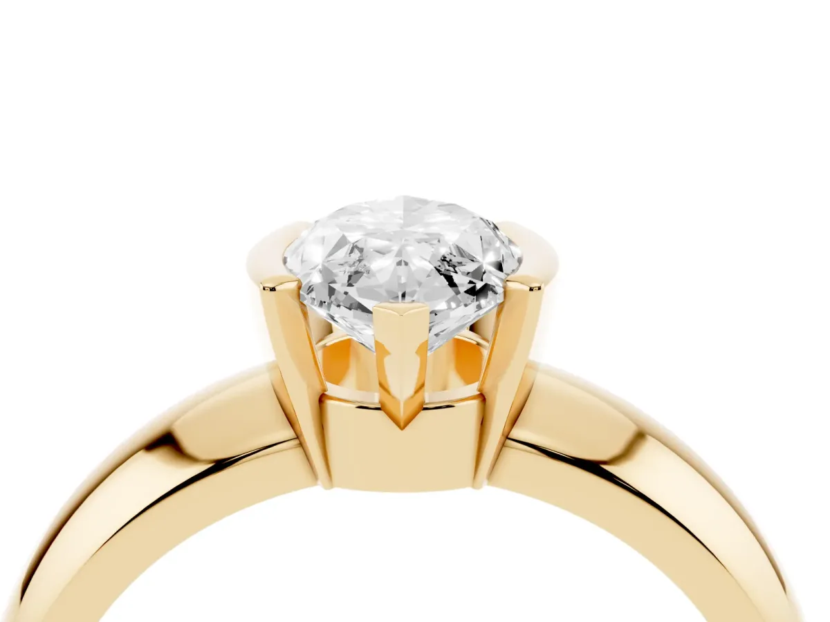 Marquise Cut Solitaire Tension Set Diamond Ring with Wide Band Yellow gold