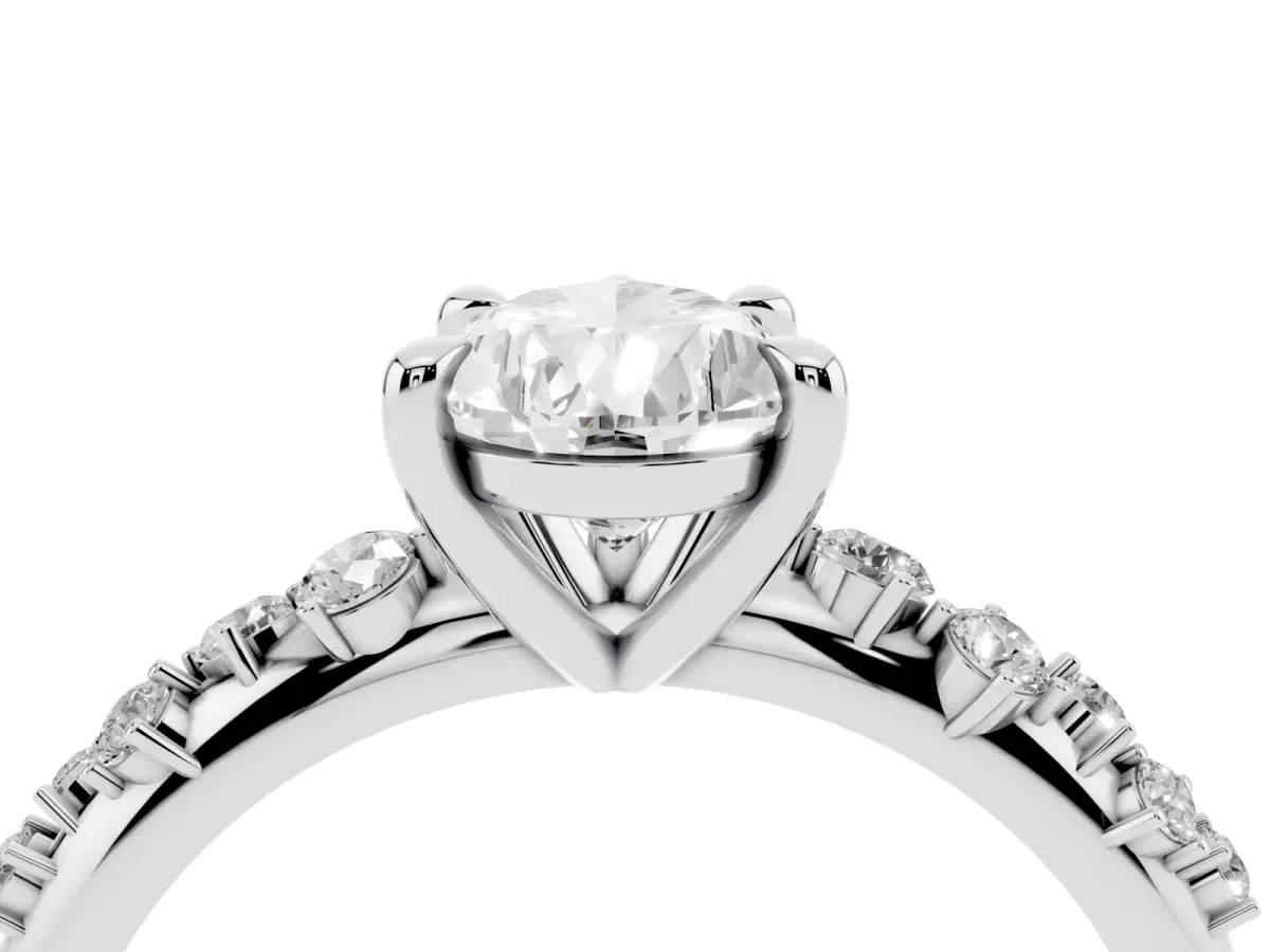 Pear Cut Cut Diamond Vine Band with Four-Prong Setting Silver