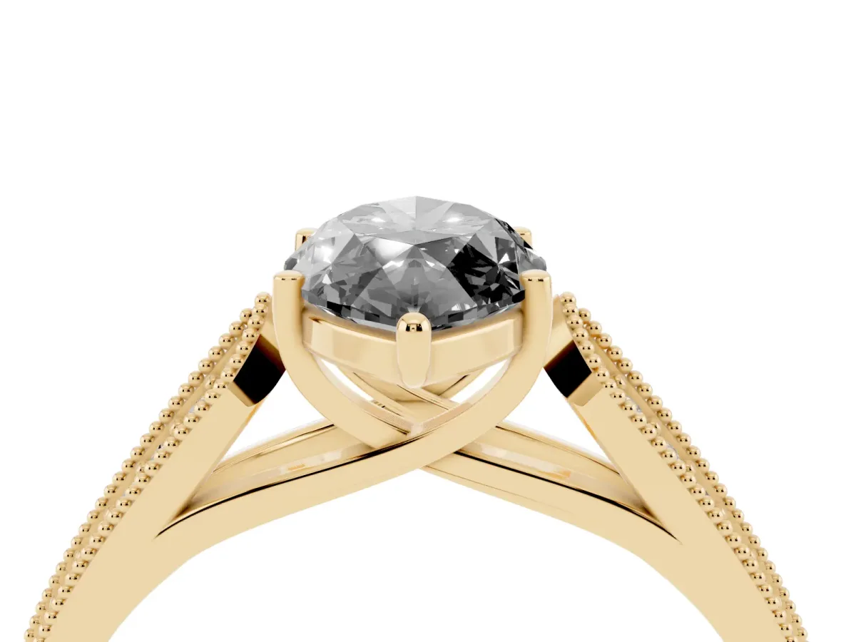 Fancy Black Marquise Cut Cut Pave Split Shank Engagement Ring with Four-Prong Setting Yellow gold