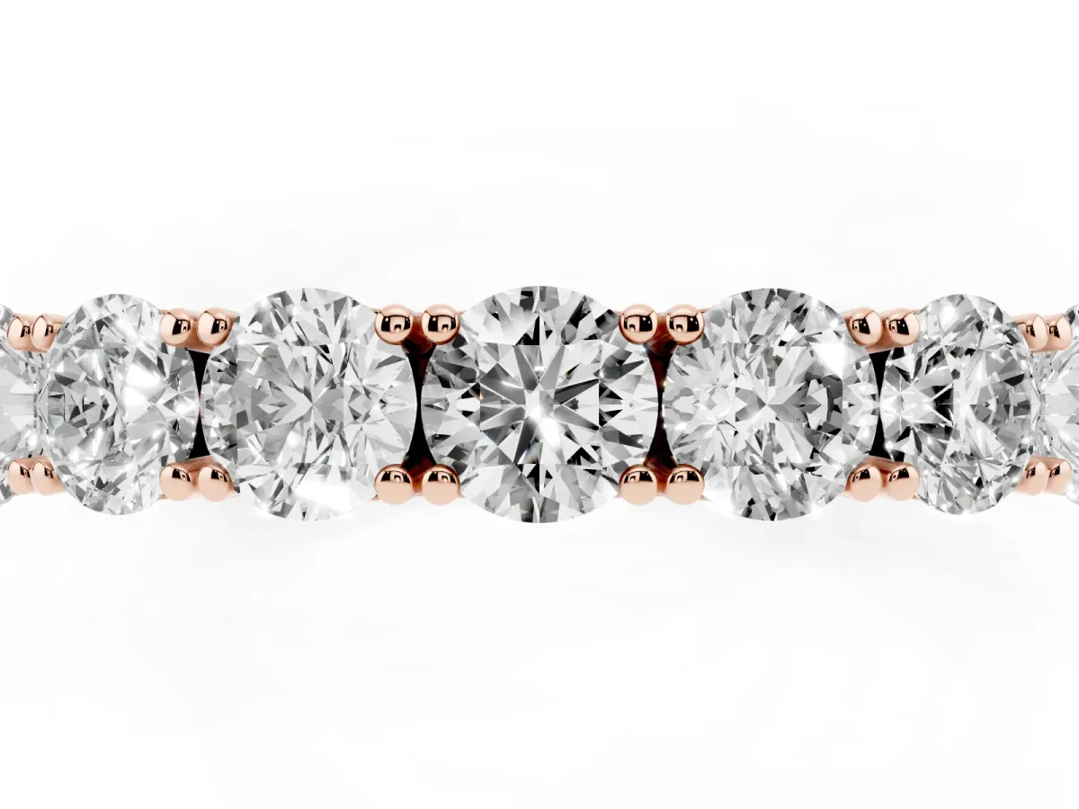 Round Diamond Eternity Band with Pavé Setting and Shared Prong Rose gold