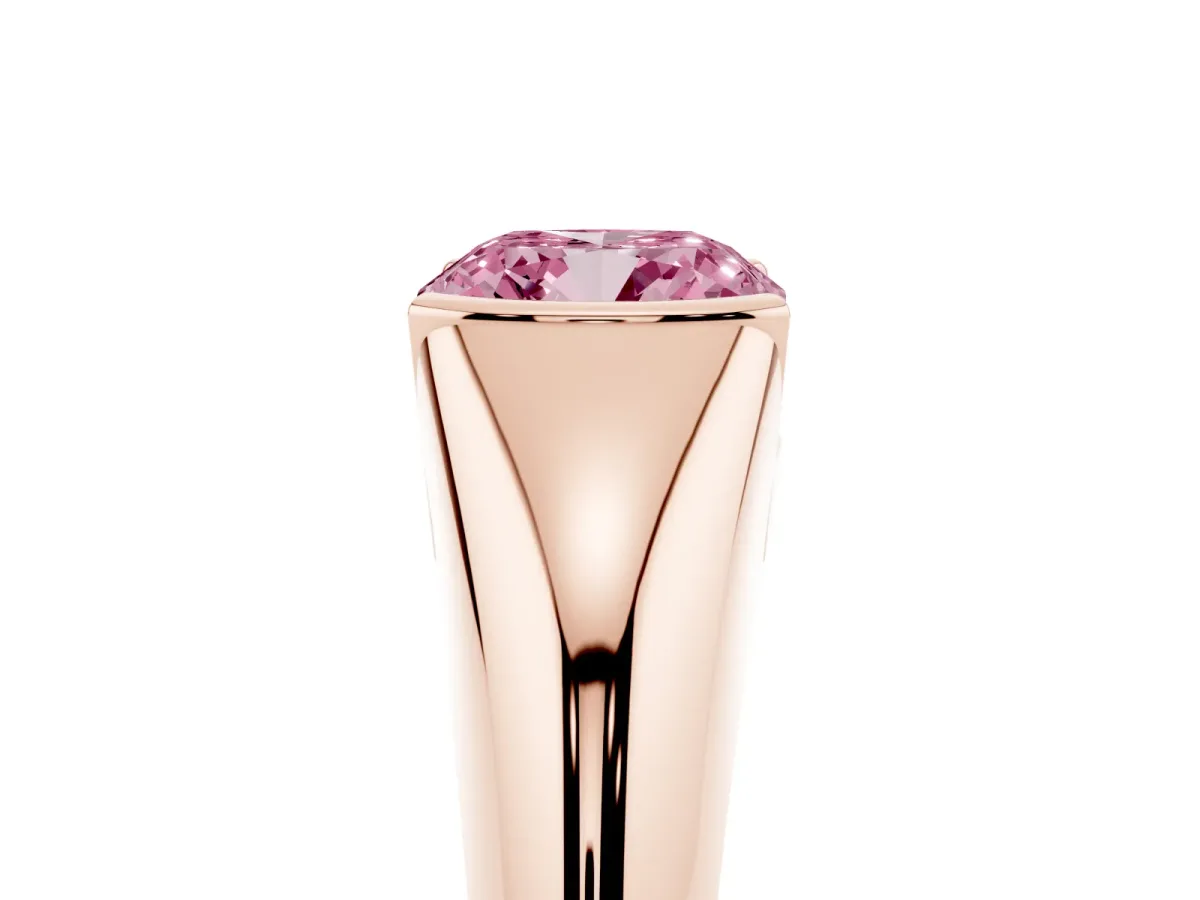 Fancy Pink Cushion Cut Solitaire Tension Set Diamond Ring Rose gold