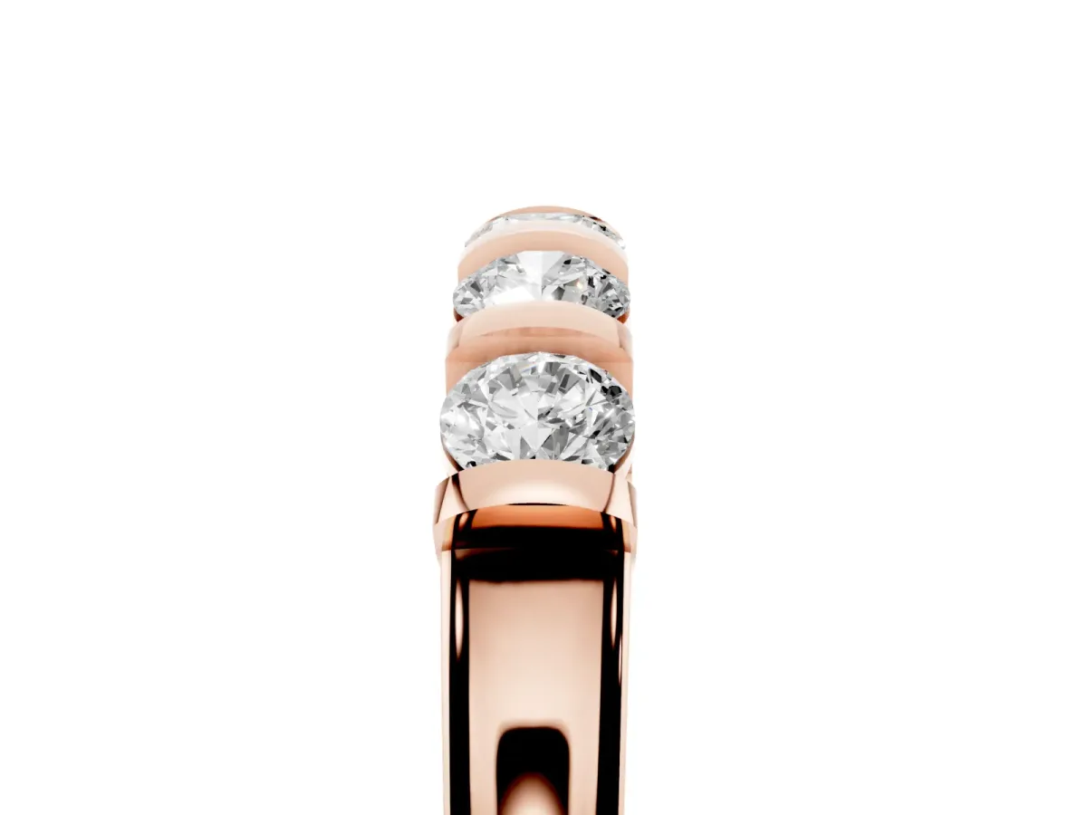 Five-Stone Round Diamond Half-Eternity Bar-Set Ring Rose gold
