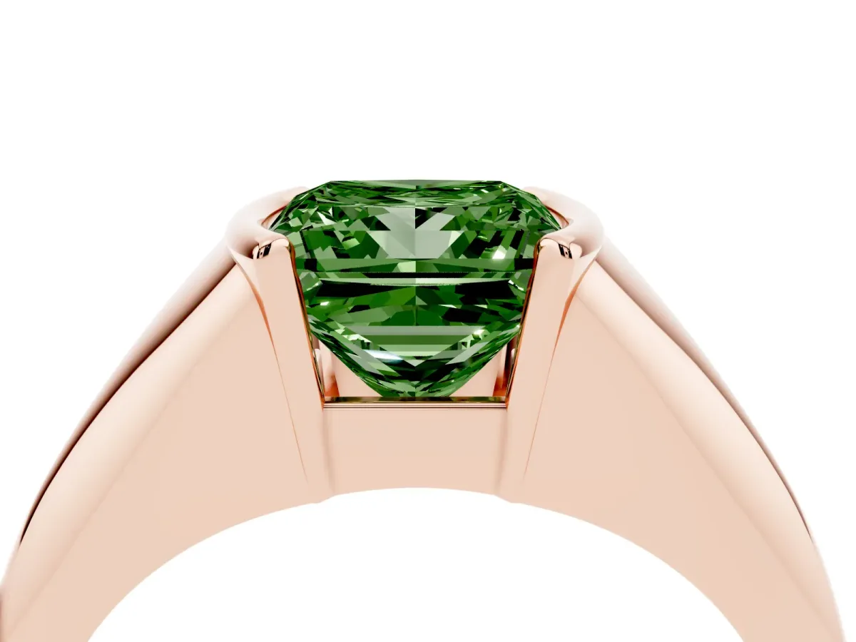 Fancy Green Princess Cut Solitaire Tension Set Diamond Ring Rose gold