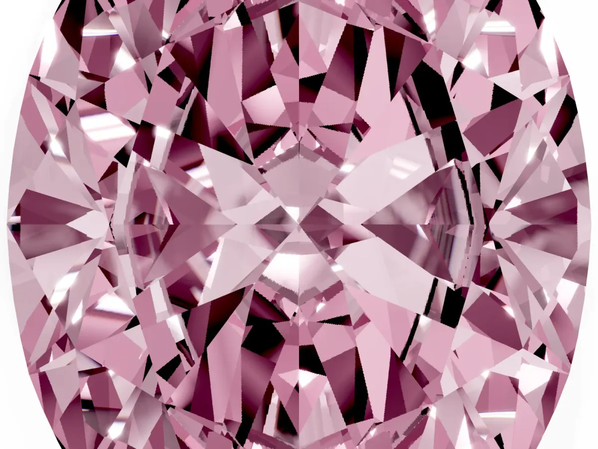 Fancy Pink Oval Cut Diamond Solitaire Ring with Prong Setting and Pavé Band Silver