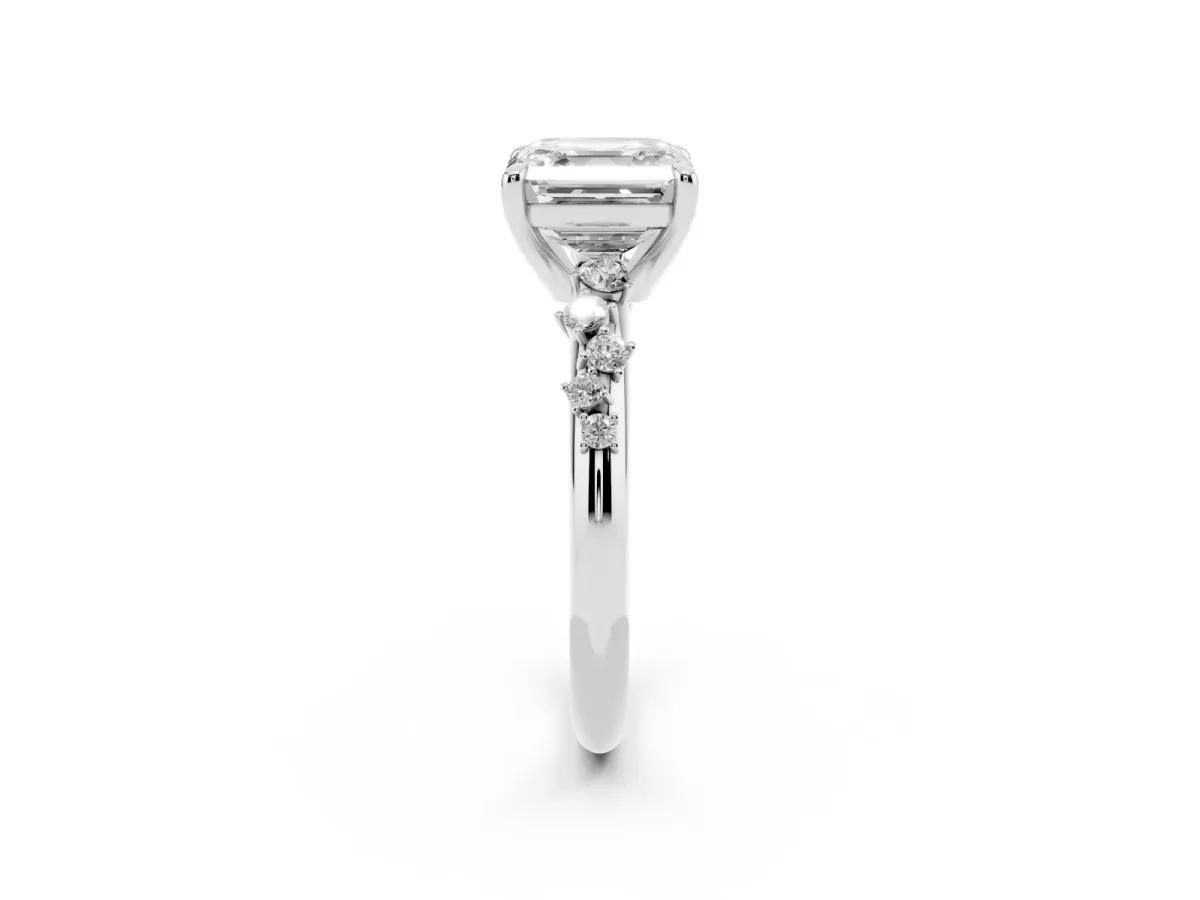 Asscher Cut Cut Diamond Vine Band with Four-Prong Setting Silver
