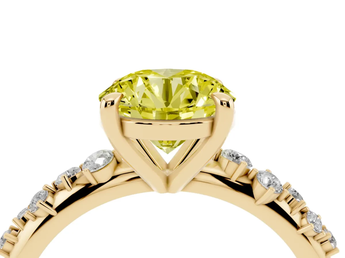 Fancy Yellow Round Cut Cut Diamond Vine Band with Four-Prong Setting Yellow gold