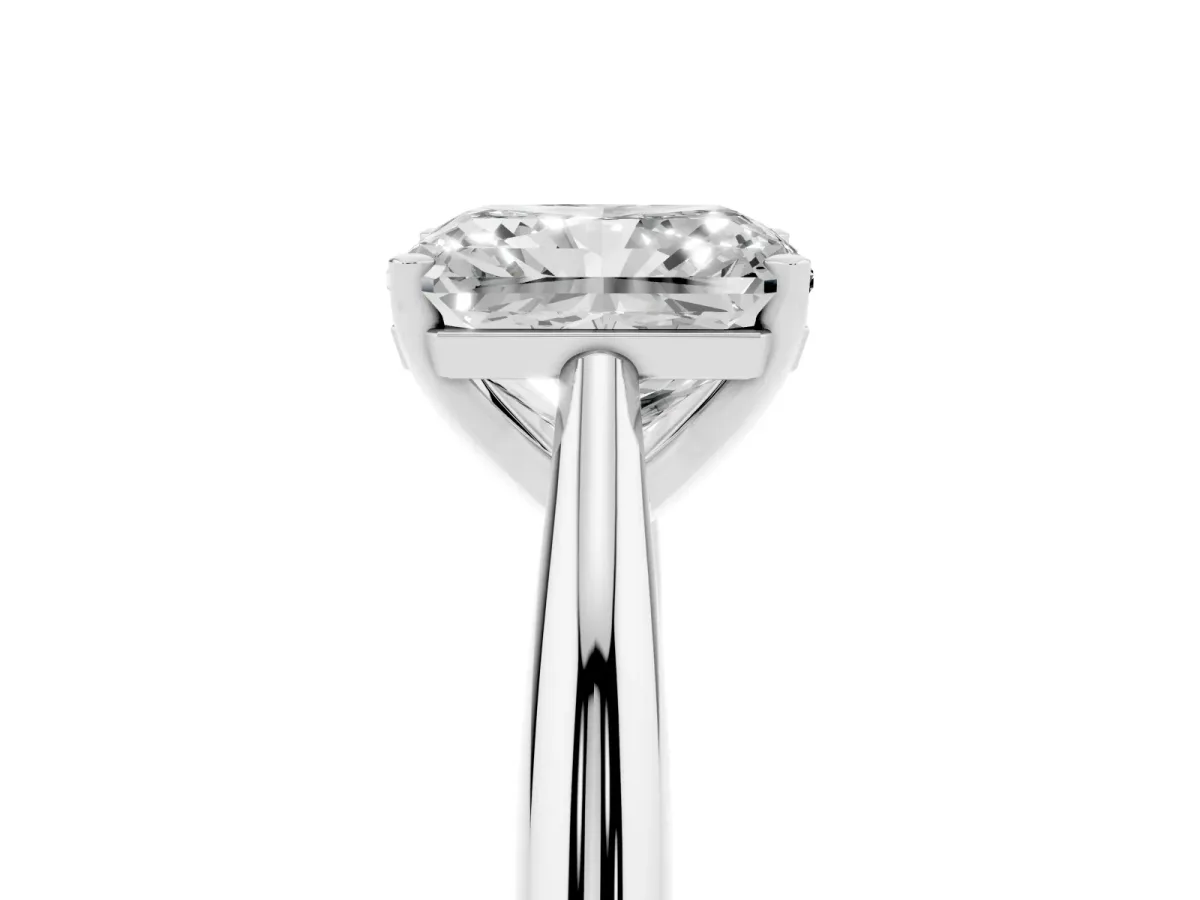 Radiant Cut Diamond Solitaire Engagement Ring with Cathedral Setting and Four-Prong Mount White gold