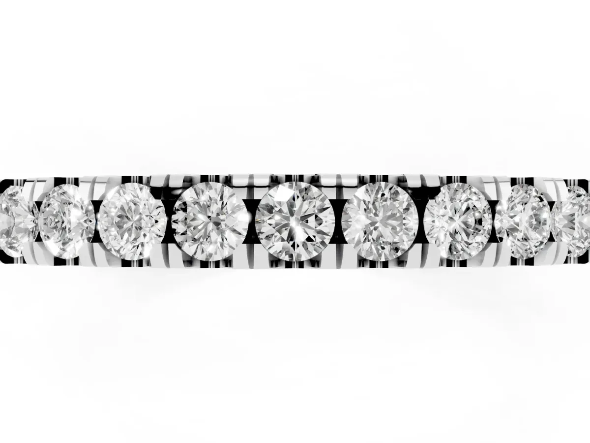 Round Diamond Classic Half Eternity Band with Shared Prong Setting Platinum