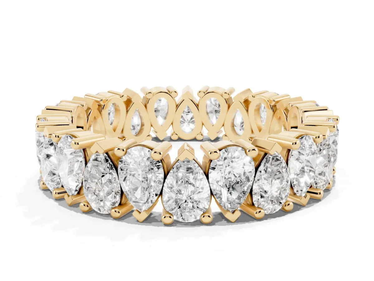 Pear Diamond Shared Prong Eternity Band Yellow gold