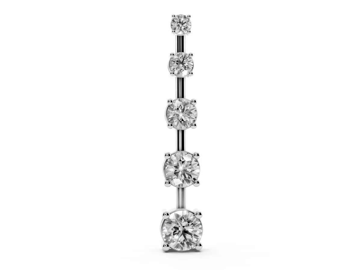 Vertical Bar Pendant with Round Brilliant Diamonds in Prong Setting Silver