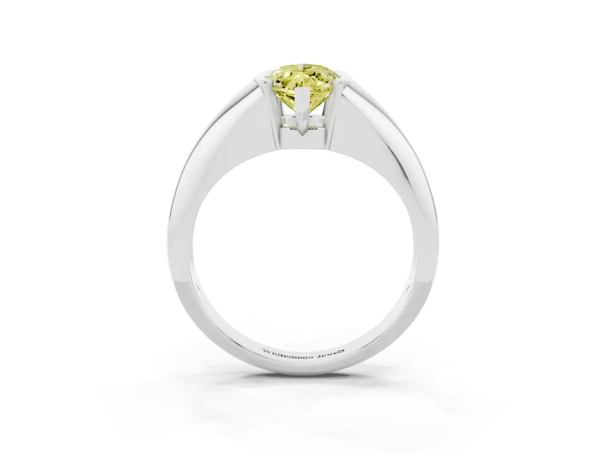 Fancy Yellow Marquise Cut Solitaire Tension Set Diamond Ring White gold