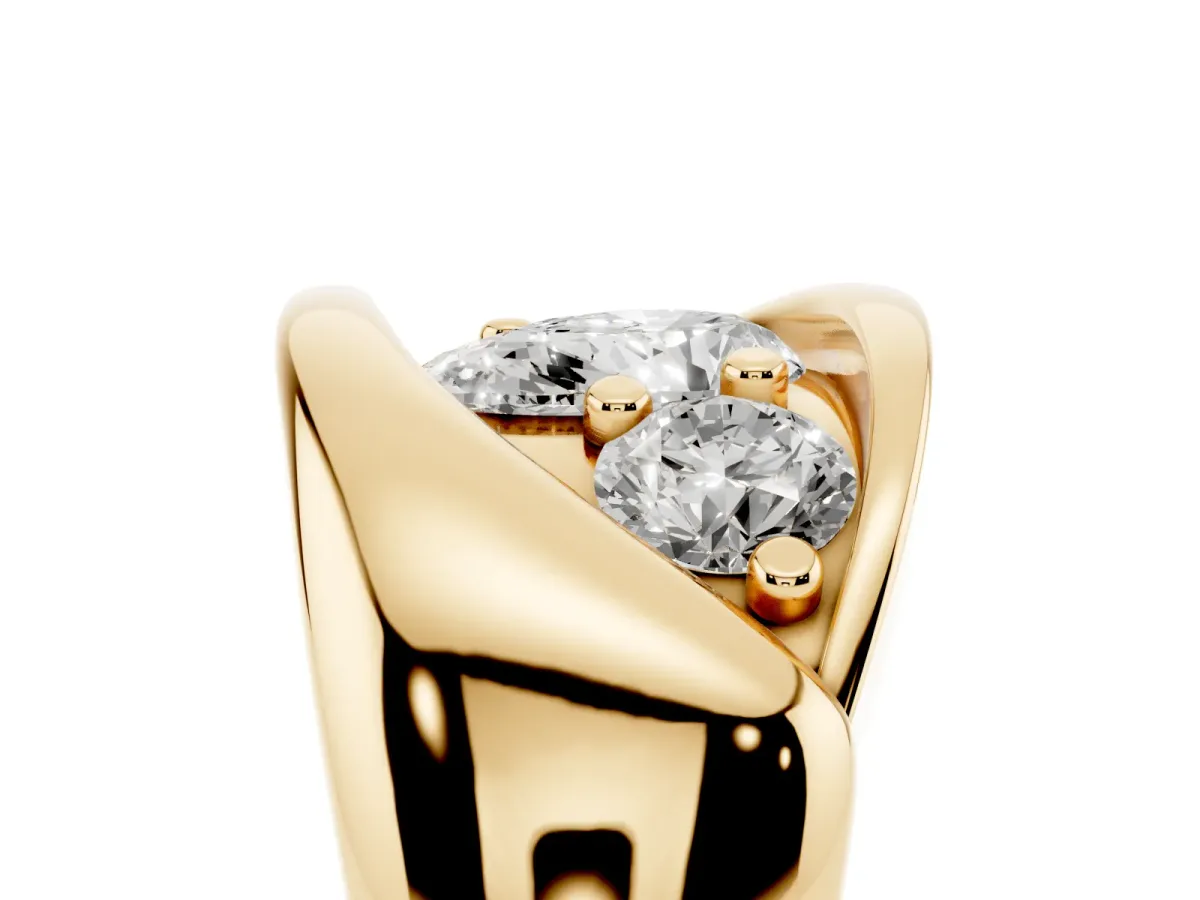 Channel Set Pear Cut Diamond Crossover Band Yellow gold