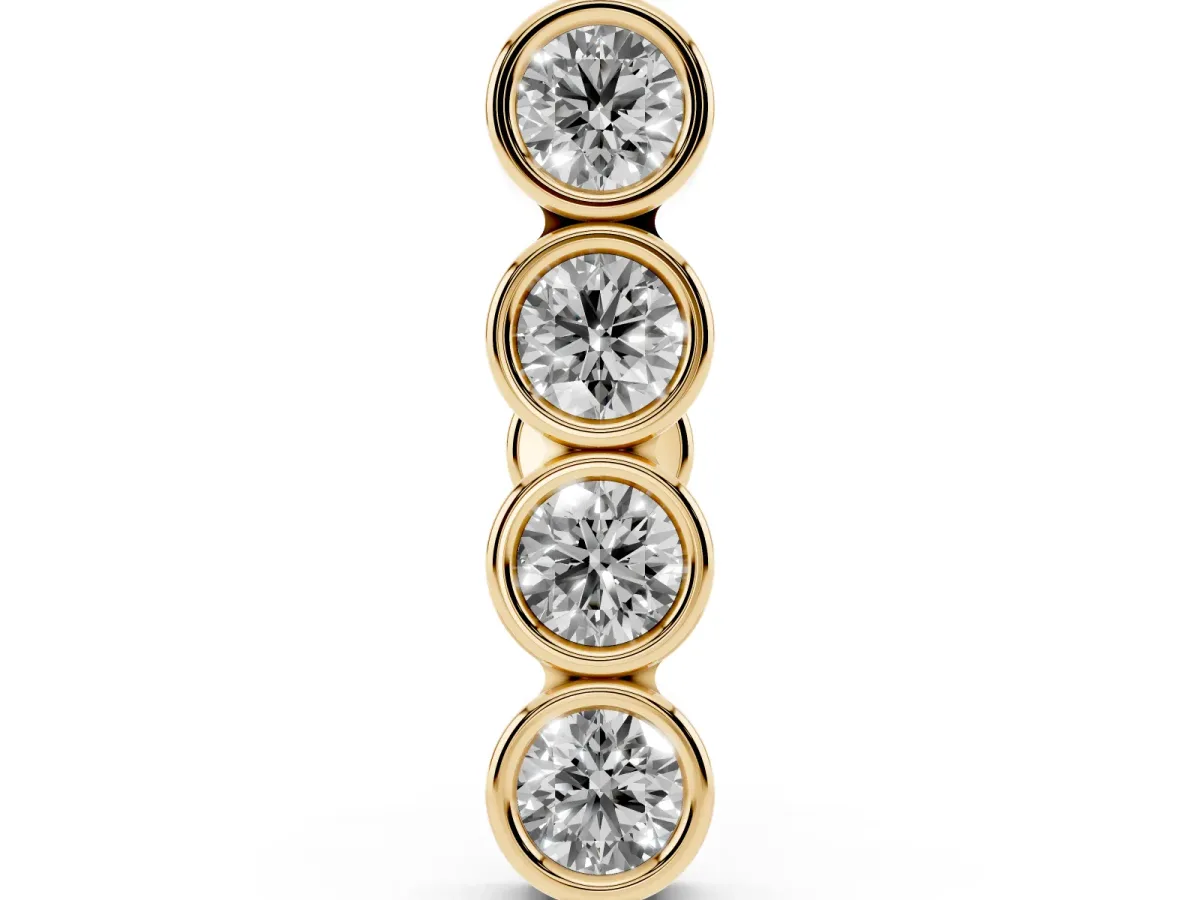 Round Diamond Row Flatback Earring Yellow gold