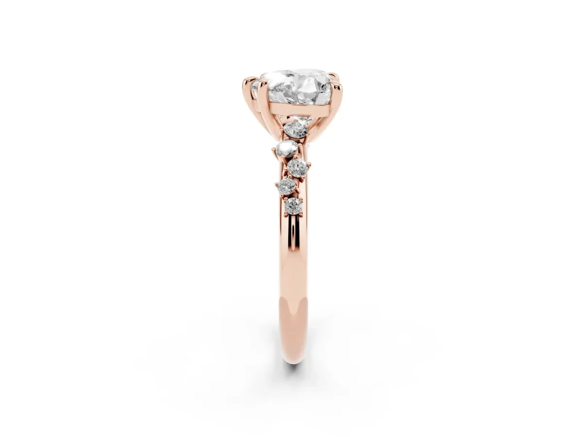 Heart Cut Cut Diamond Vine Band with Four-Prong Setting Rose gold