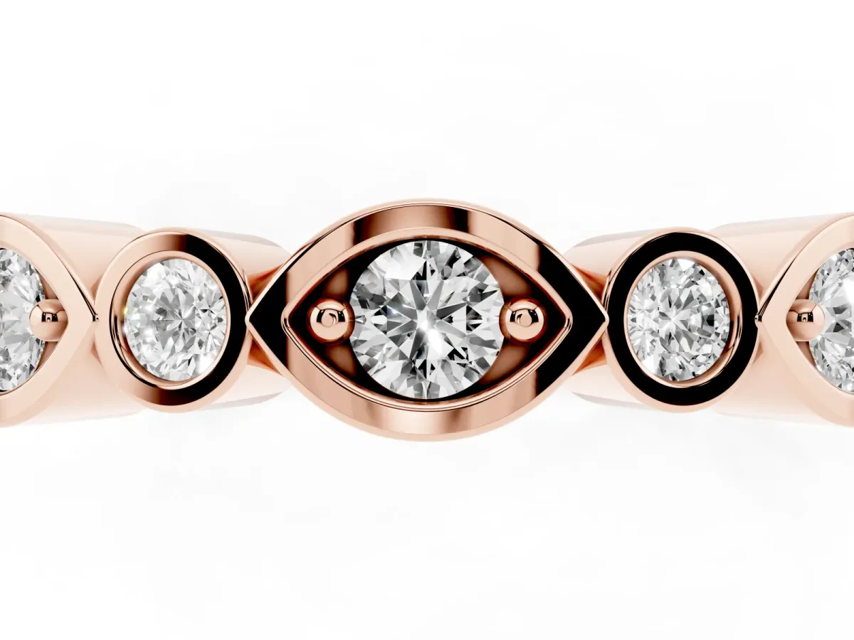 Bezel Set Mixed Shape Diamond Eternity Band Rose gold