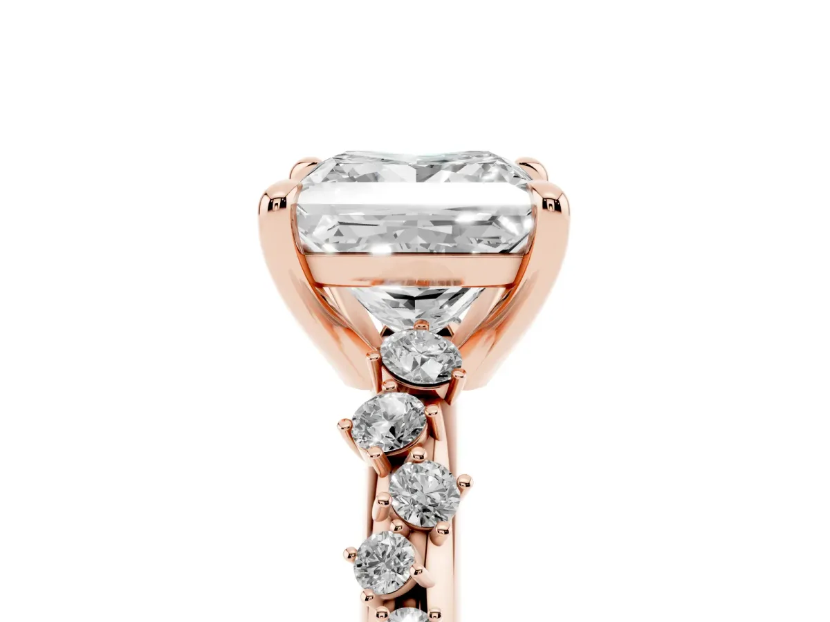 Princess Cut Cut Diamond Vine Band with Four-Prong Setting Rose gold
