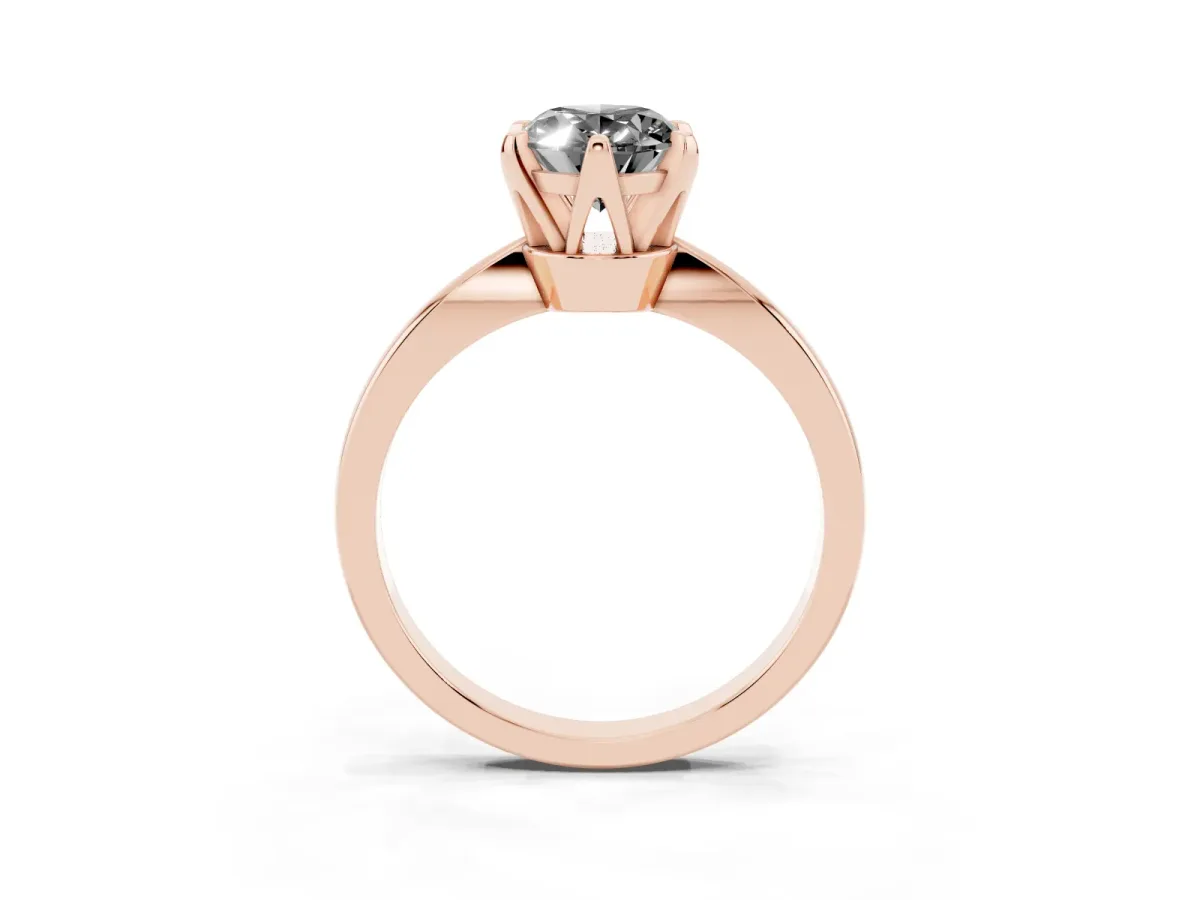 Fancy Black Oval Cut Solitaire Engagement Ring with Six-Prong Setting and Tapered Band Rose gold