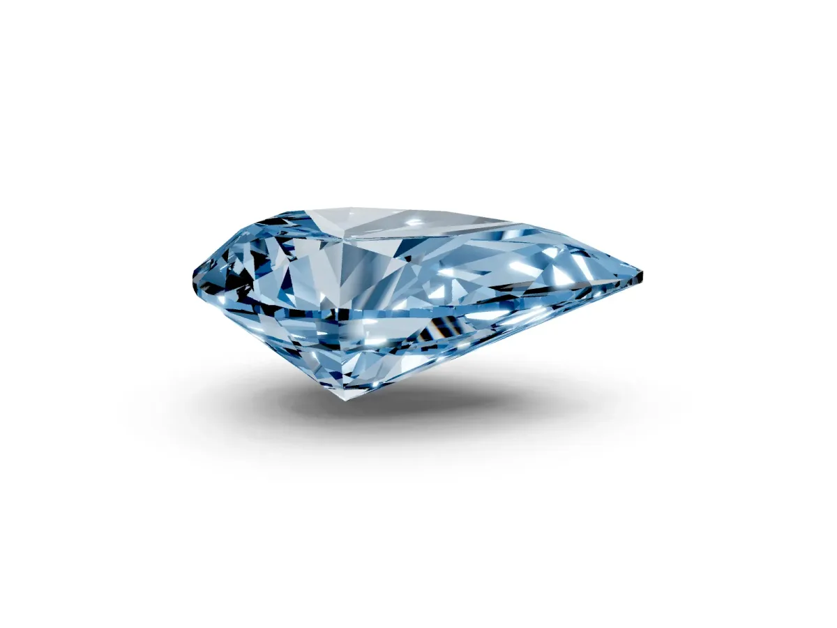 Fancy Blue Pear Cut Diamond Ring with Marquise Side Stones and Prong Setting Rose gold