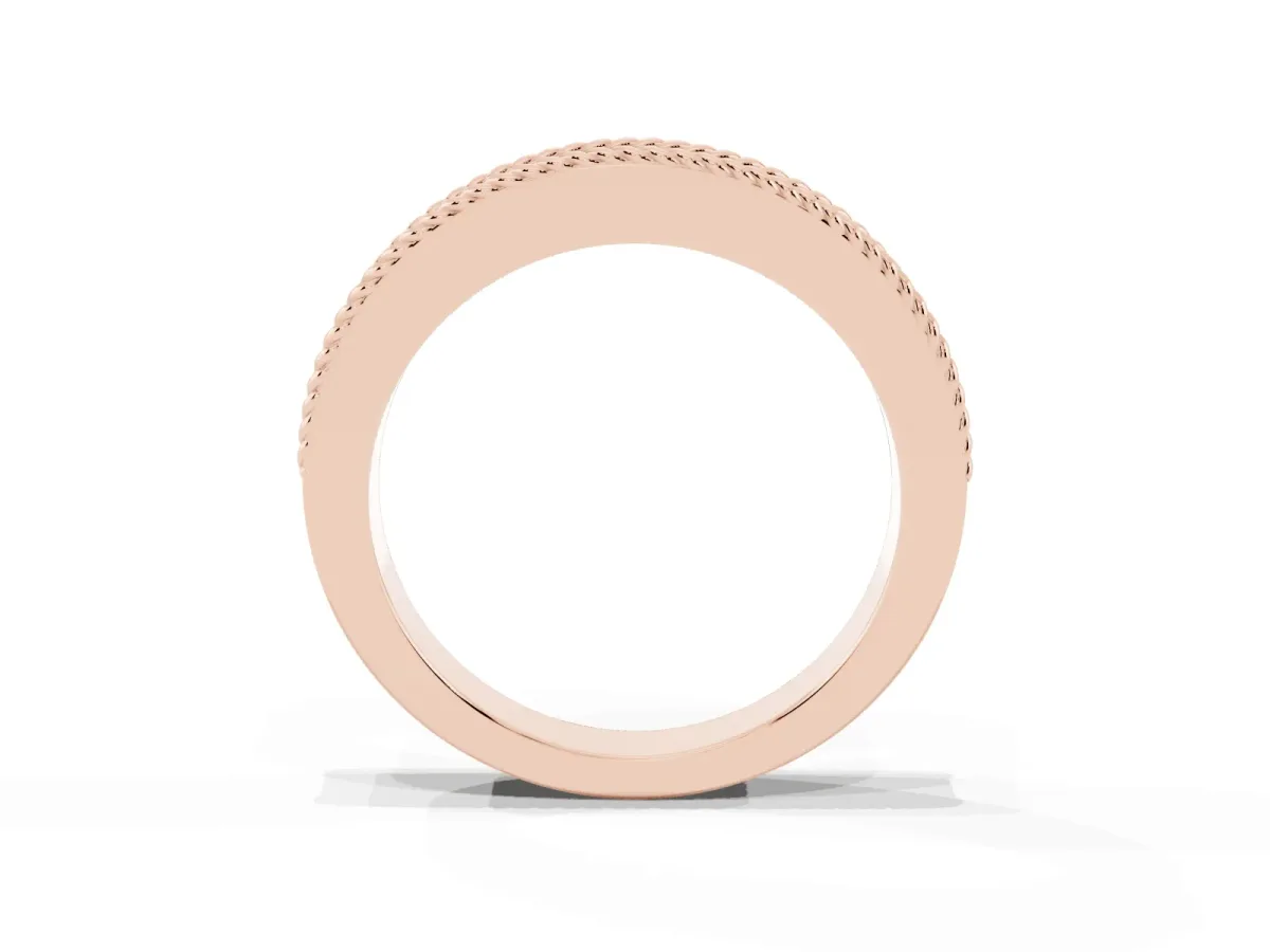 Channel Set Round Diamond Milgrain Edge Band Rose gold