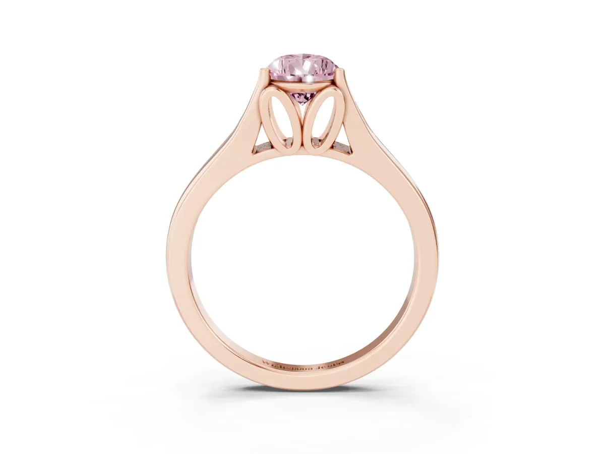 Fancy Pink Pear Cut Solitaire Diamond Ring with Cathedral Band and Four-Prong Setting Rose gold