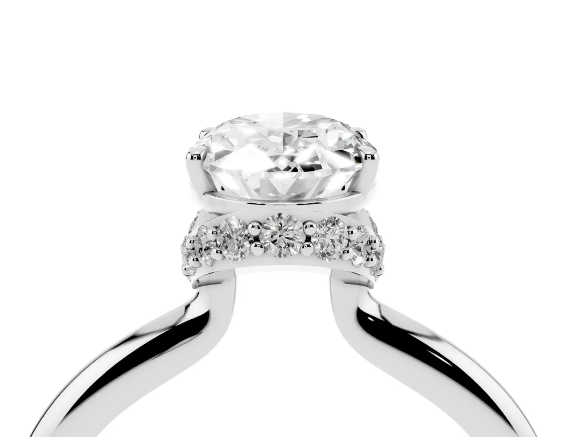 Oval Cut Brilliant Solitaire Engagement Ring with Six-Prong Setting and Classic Band White gold