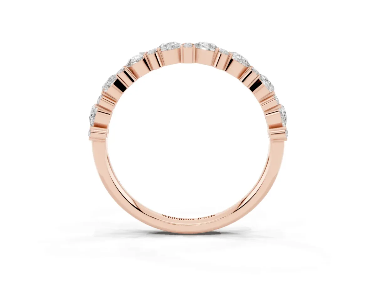 Pear and Round Diamond Wedding Band Rose gold