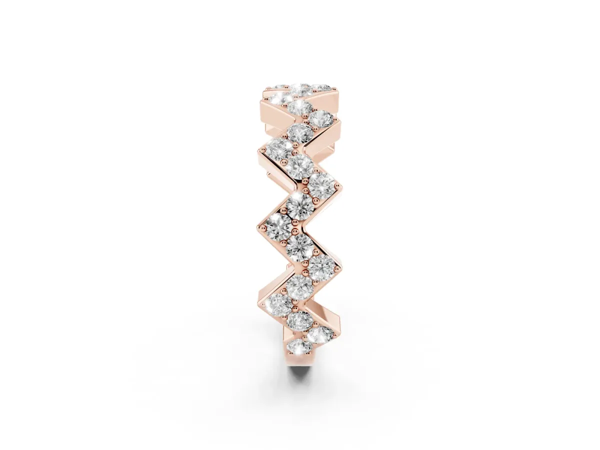 Zigzag Diamond Pave Round Eternity Band with Prong Setting Rose gold